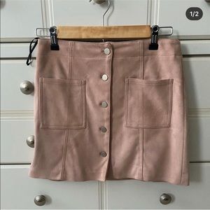 Pink suede skirt